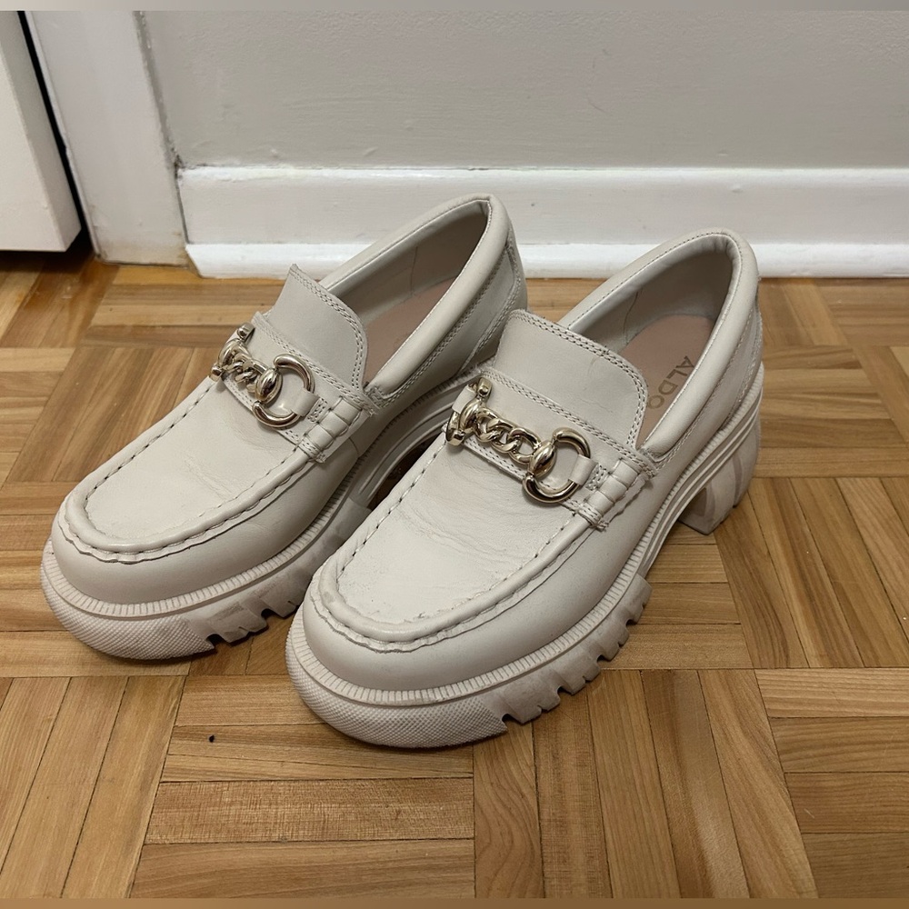 Aldo Cream Flats with Chunky Sole and Silver Hardware